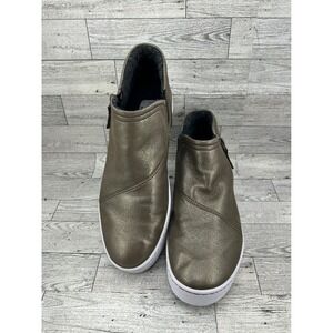 Clarks Collection Womens Mid Top Fashion Sneakers Metallic‎ Bronze Zip Size 9.5M